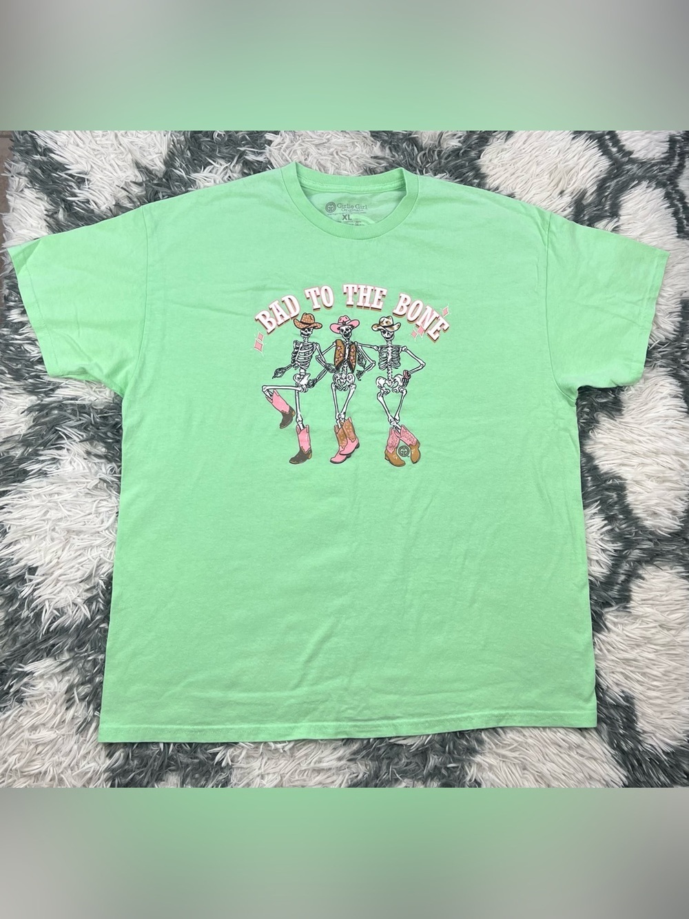 Girlie Girl Originals Women’s Green Bad To The Bone Graphic T-shirt Size XL